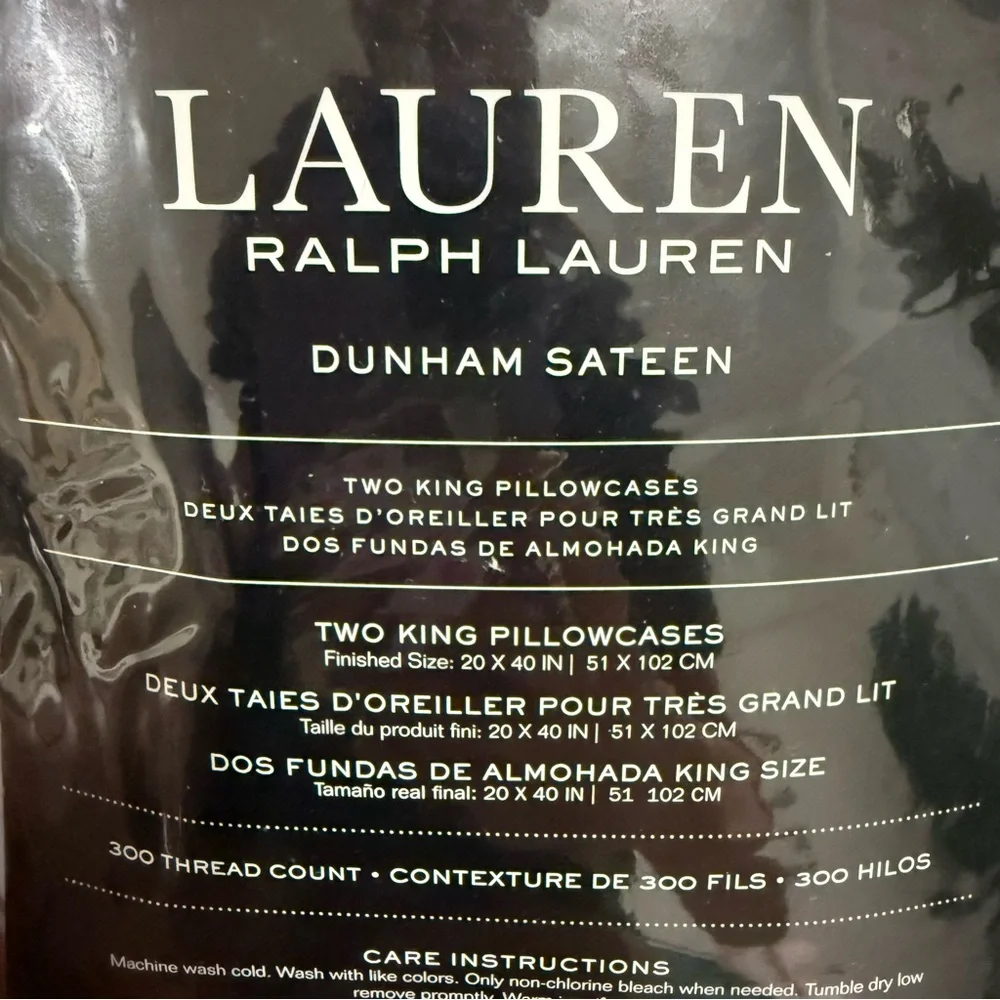 Lauren Ralph Lauren Dunham Sateen King Pillowcases Celestial Blue New Open Box